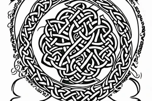 irish shamrock, tree of life, celtic knot combination.  Also with the theme of a rising sun.  Include the initials DR tattoo idea