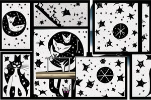 Cat on a roof looking at the stars tattoo idea