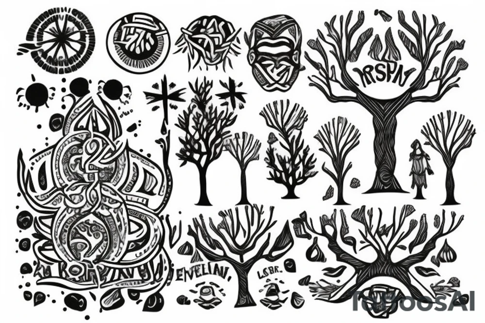 irish tree of live with a rising sun tattoo idea
