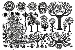 irish tree of live with a rising sun tattoo idea