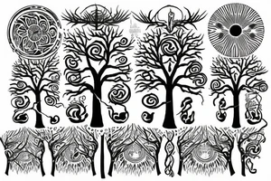 tree of live with a rising sun tattoo idea