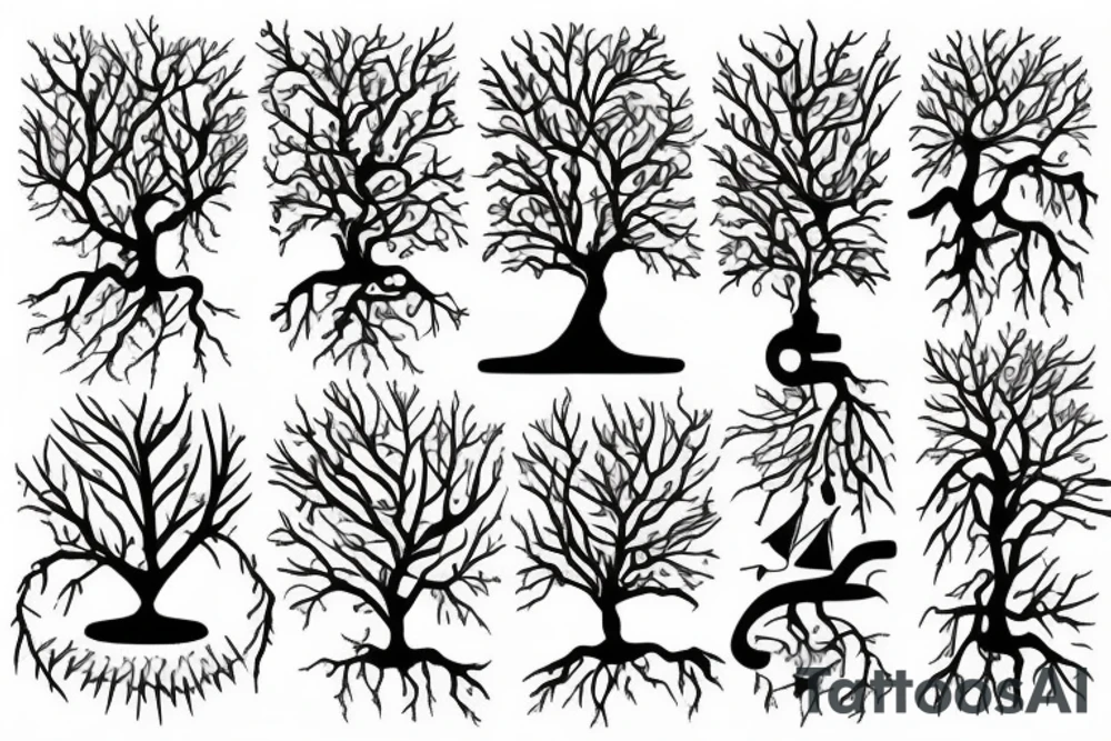 tree of live with a rising sun tattoo idea