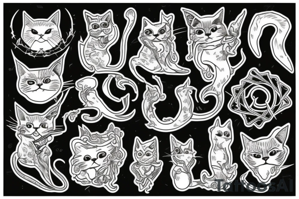Witchcraft cat animal tattoo idea