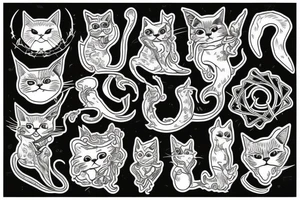 Witchcraft cat animal tattoo idea