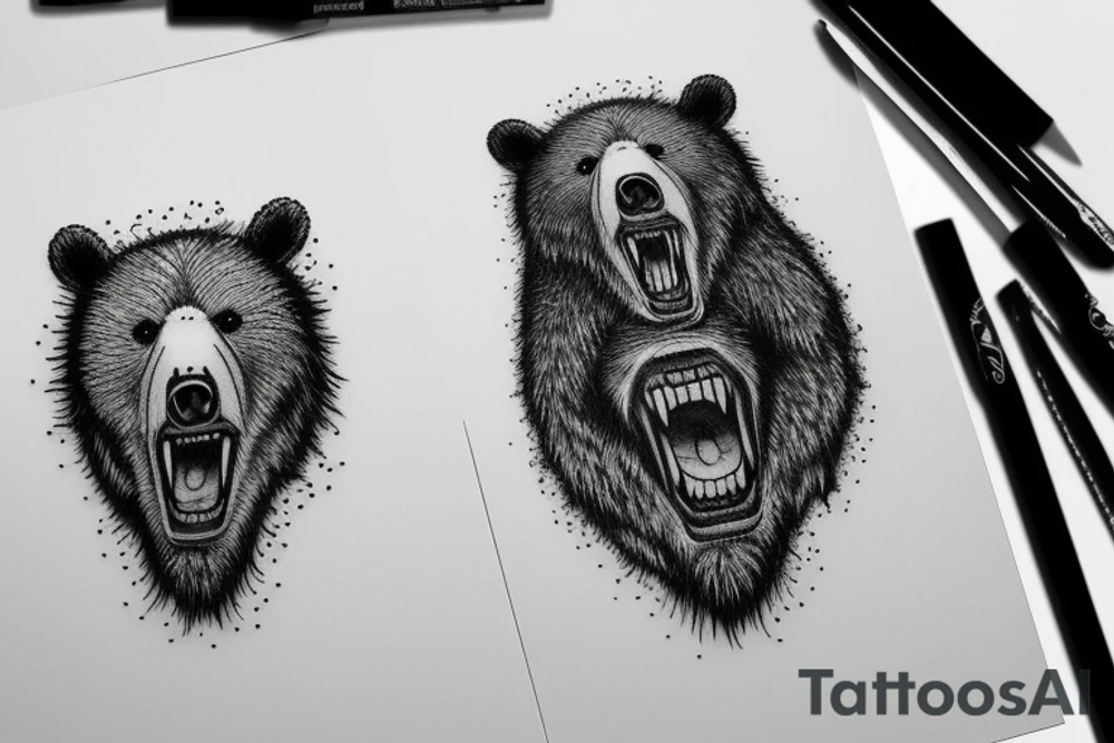 angry bear tattoo idea