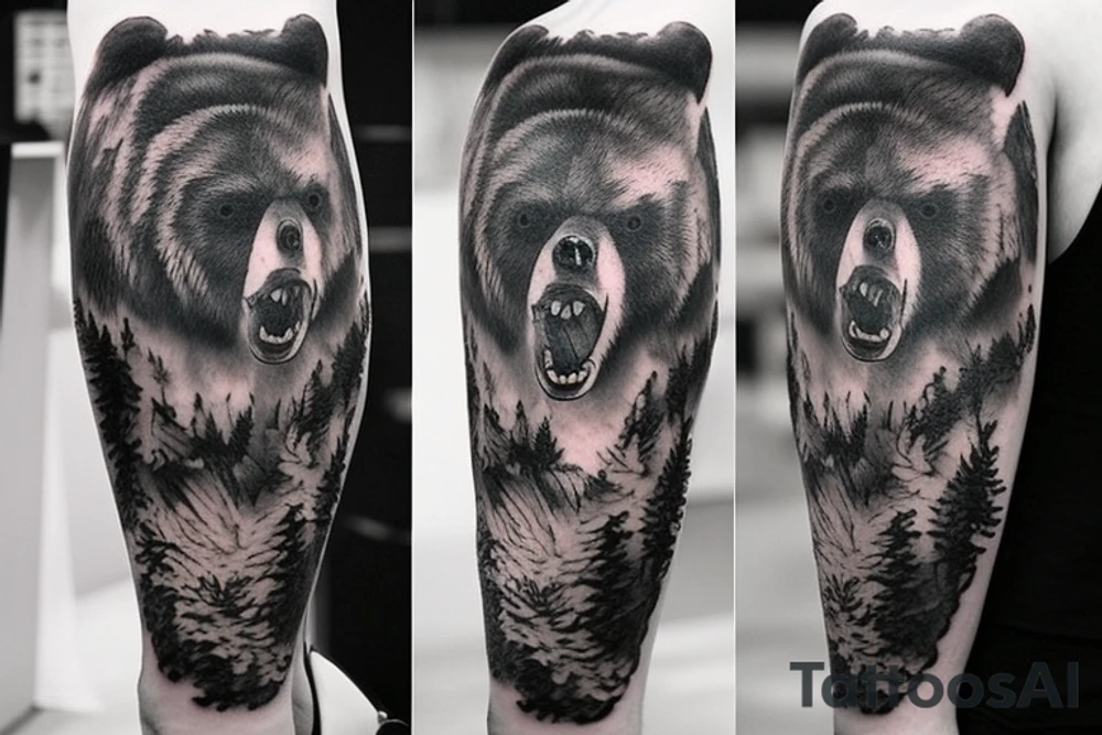 angry bear tattoo idea