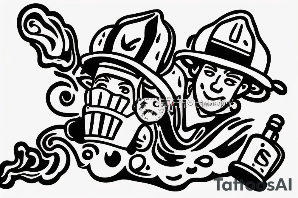 firefighter coming out of flames, smoke tattoo idea