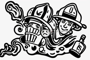 firefighter coming out of flames, smoke tattoo idea