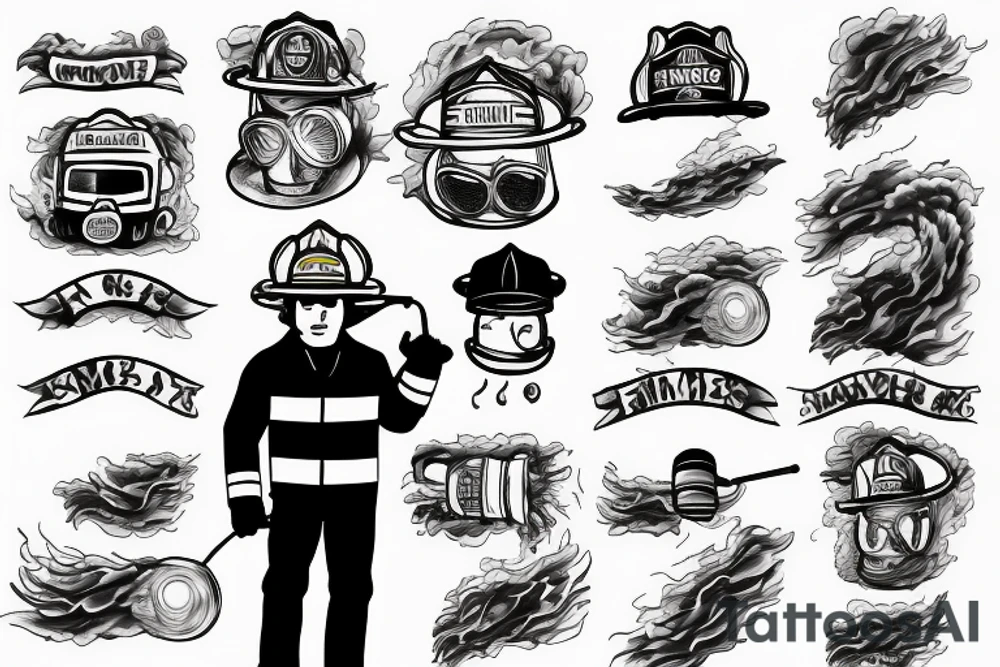 firefighter coming out of flames, smoke tattoo idea
