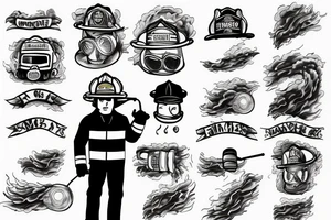firefighter coming out of flames, smoke tattoo idea