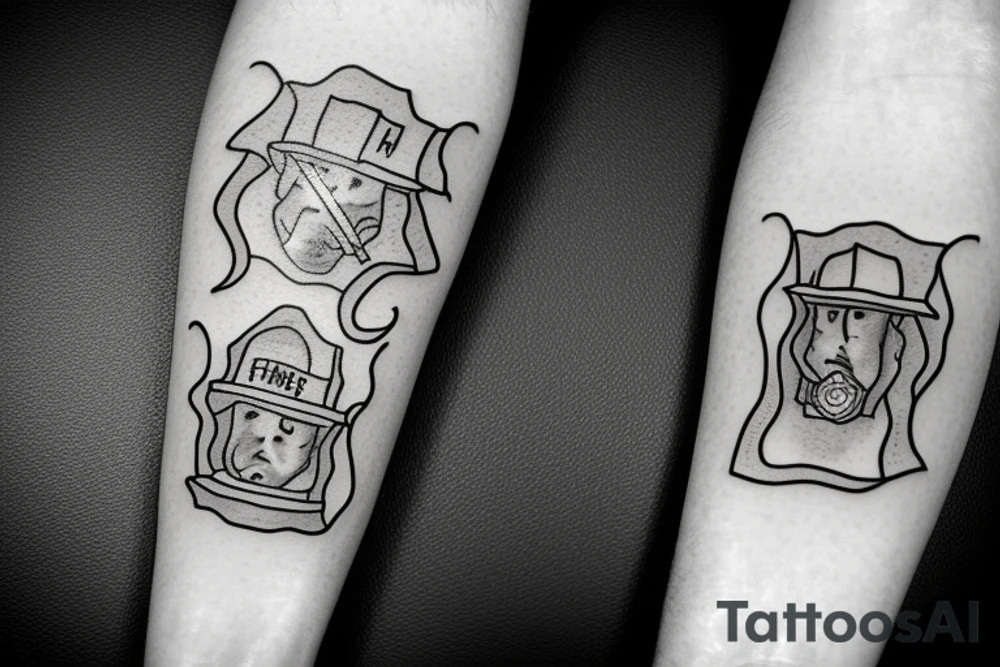 firefighter coming out of flames, smoke tattoo idea