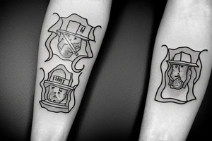 firefighter coming out of flames, smoke tattoo idea