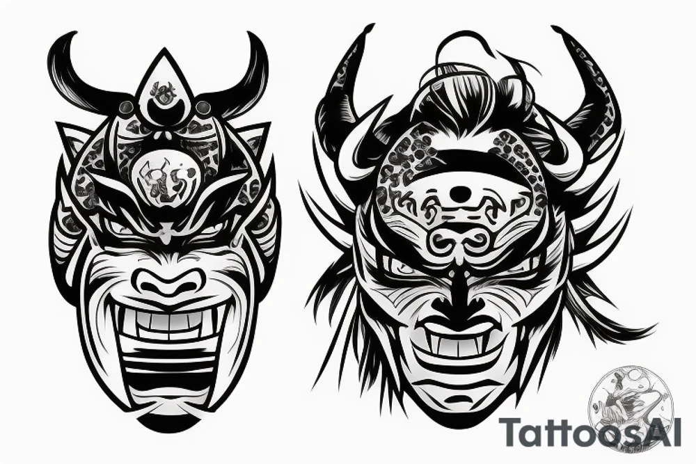 Oni mask, katana tattoo idea