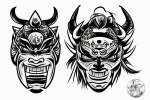 Oni mask, katana tattoo idea
