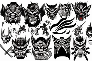 Oni mask, katana tattoo idea