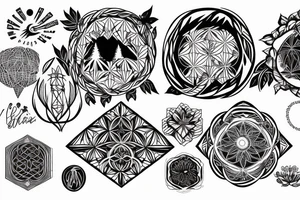 El capitan Mountain with flower of life in night sky behind tattoo idea