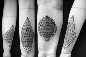 Mountain with flower of life in night sky behind tattoo idea