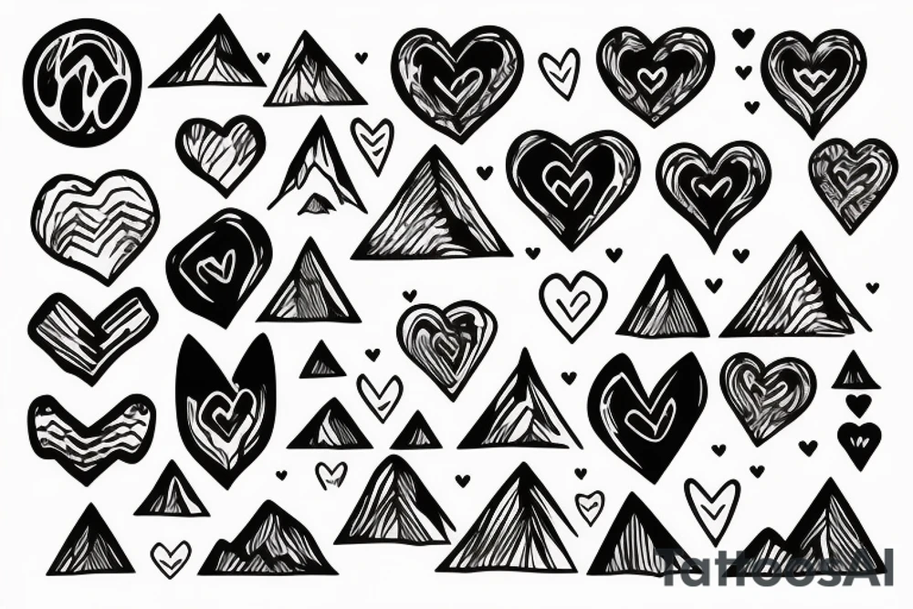 Mountain connected with heart tattoo idea