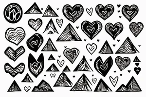 Mountain connected with heart tattoo idea