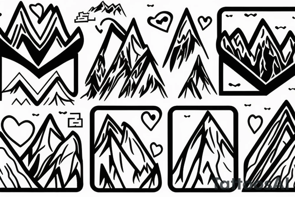 Mountain connected with heart tattoo idea