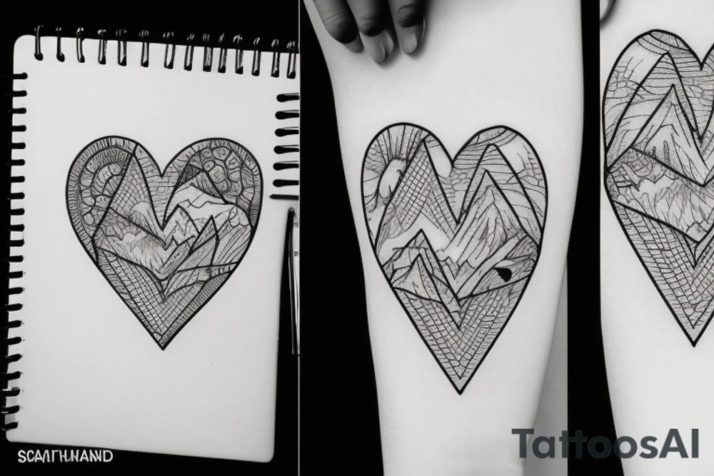Mountain  with heart tattoo idea