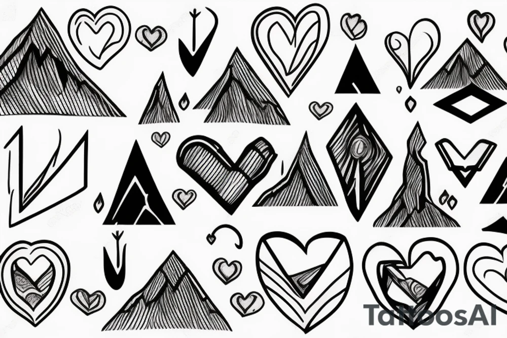Mountain  with human heart tattoo idea