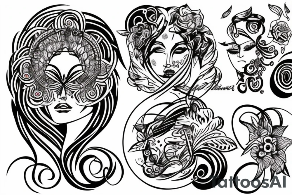 Fortuna goddess with blindfold tattoo idea