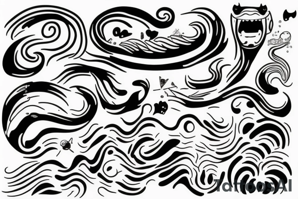 something funny, with zero sense, maybe some animal, some wavy lines tattoo idea something funny, with zero sense, maybe some animal, some wavy lines tattoo idea