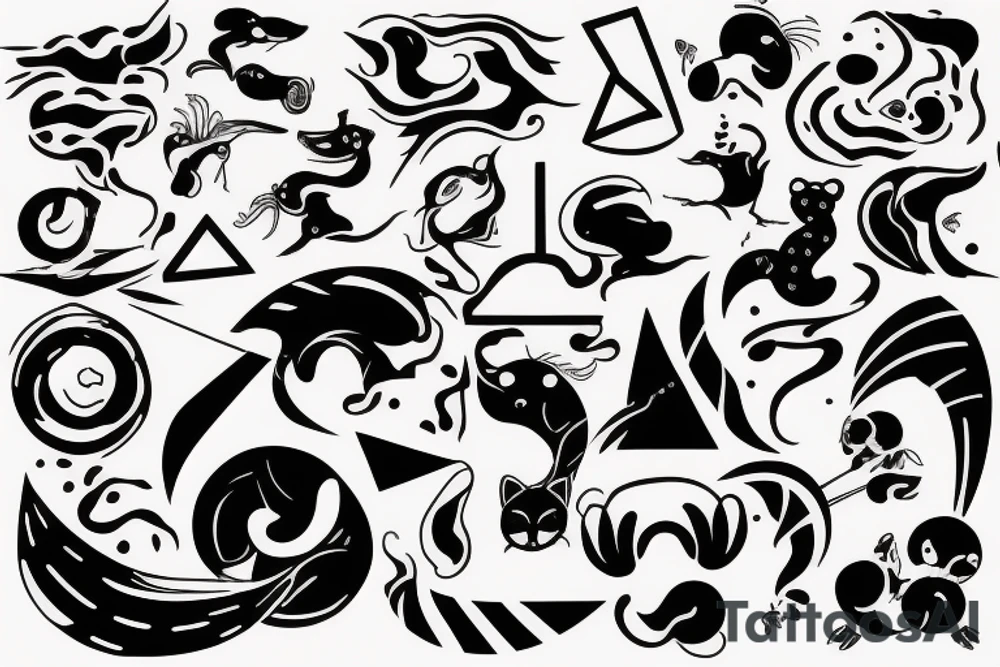 something funny, with zero sense, maybe some animal, some wavy lines tattoo idea something funny, with zero sense, maybe some animal, some wavy lines tattoo idea