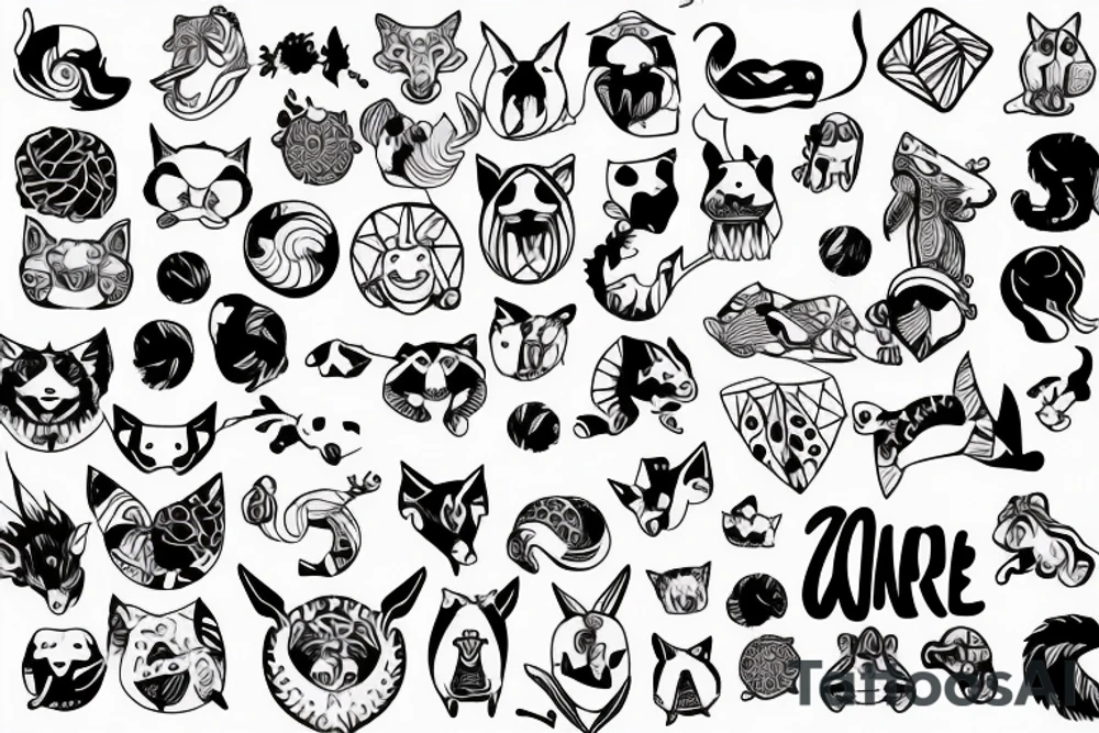something funny, with zero sense, maybe some animal and wavy lines tattoo idea