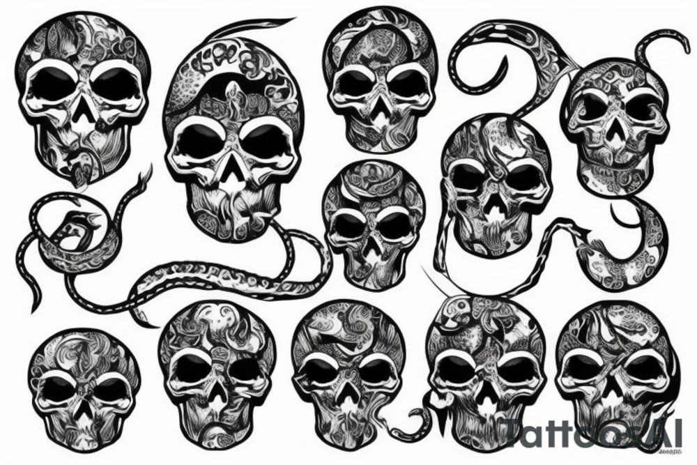 skull and snake tattoo idea