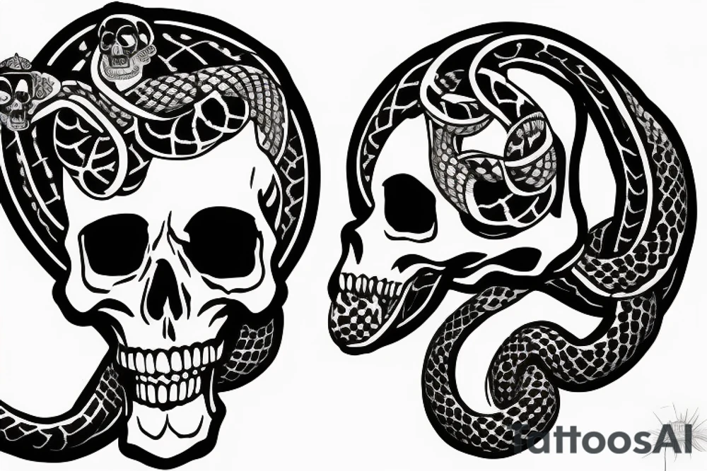 skull and snake tattoo idea