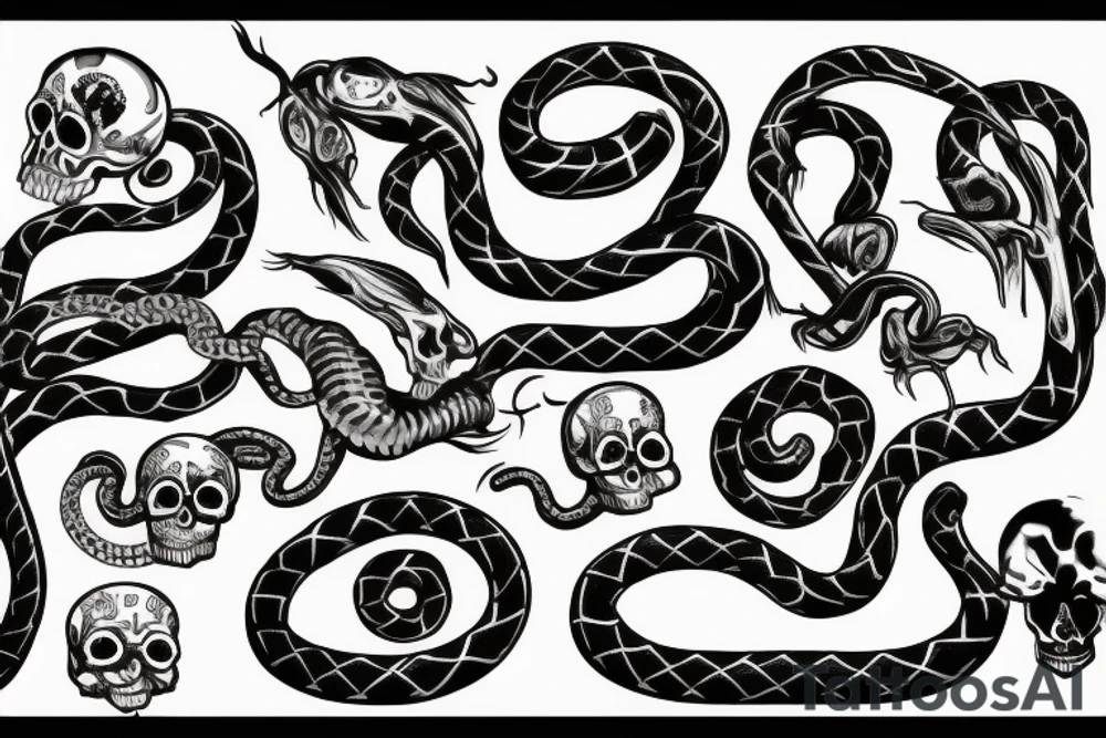 skull and snake tattoo idea