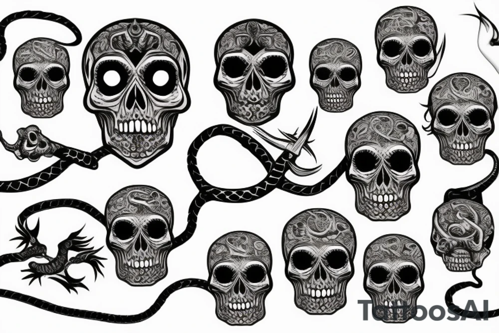 skull and snake tattoo idea