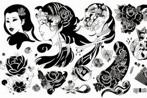 Japoński samochód przy drzewie wiśni tattoo idea