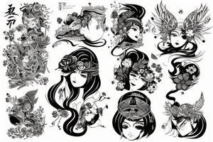 Japoński samochód przy drzewie wiśni tattoo idea