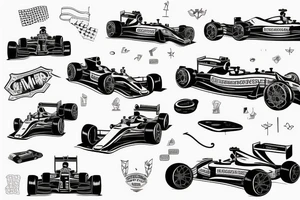 Formula 1 car with number 21 and chequered flag tattoo idea