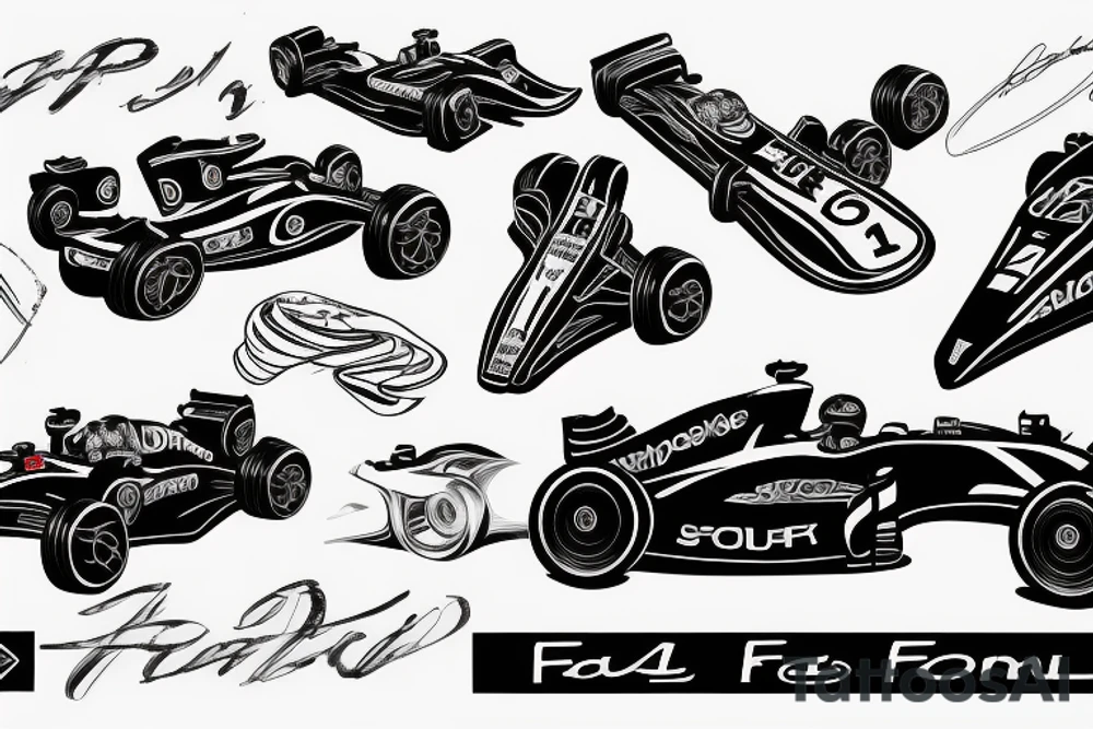 Formula 1 car sketch with number 21 tattoo idea