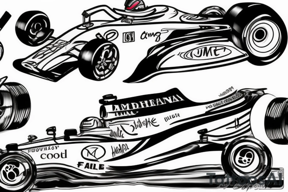 Formula 1 car sketch with number 21 tattoo idea