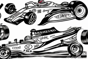 Formula 1 car sketch with number 21 tattoo idea