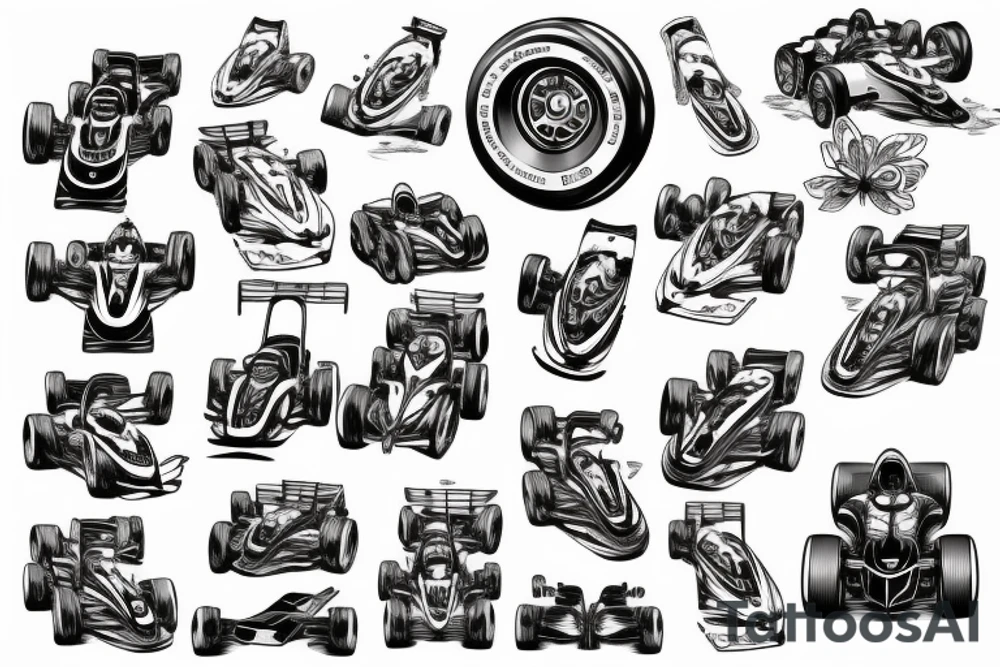 Small Formula 1 car sketch tattoo idea
