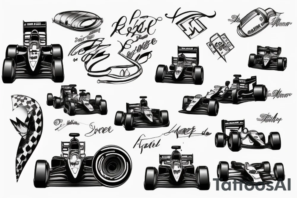 Small Formula 1 car sketch tattoo idea