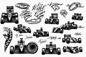 Small Formula 1 car sketch tattoo idea