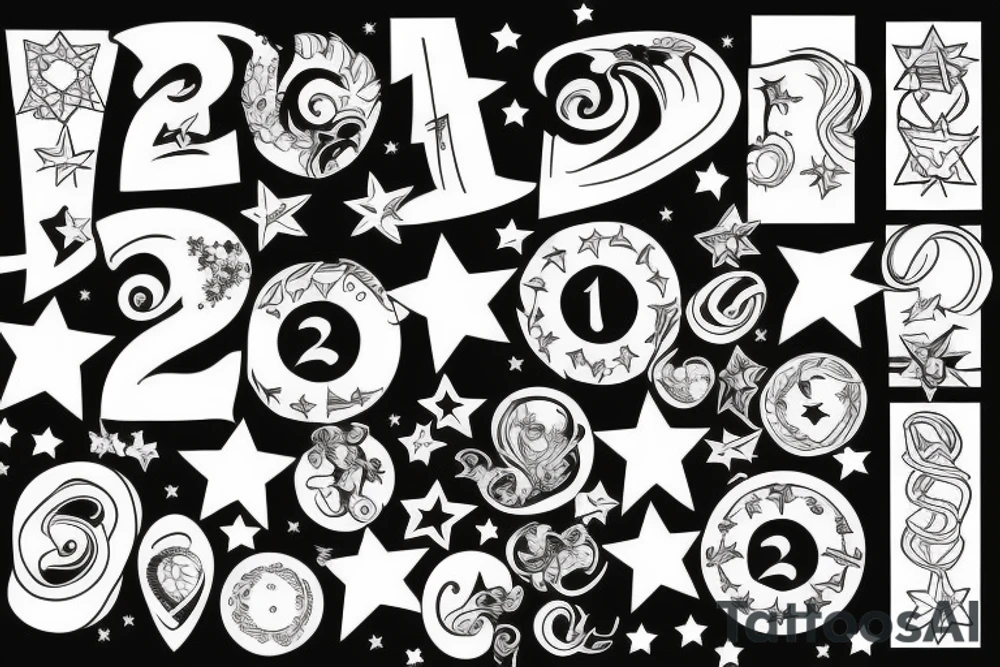Star with number 21 tattoo idea