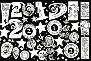 Star with number 21 tattoo idea