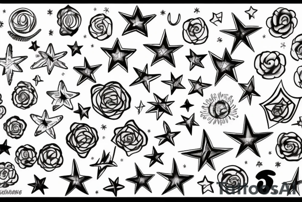 Star with number 21 tattoo idea