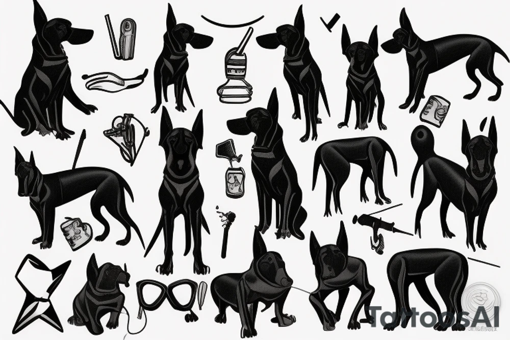 Black doberman tattoo idea