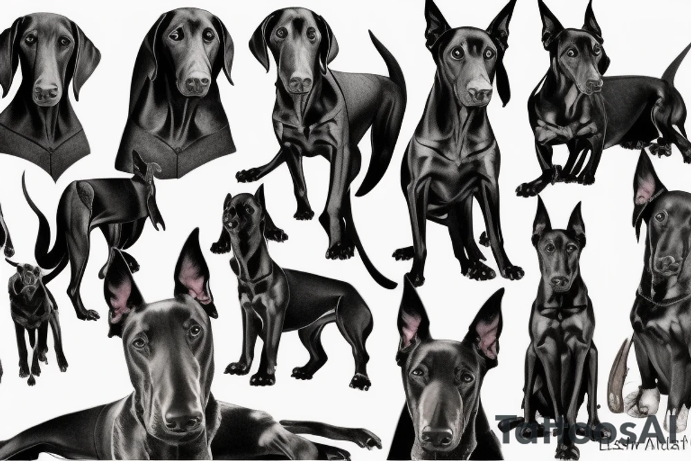 Black doberman tattoo idea