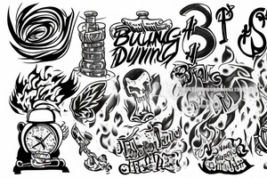 Burning dollars tattoo idea