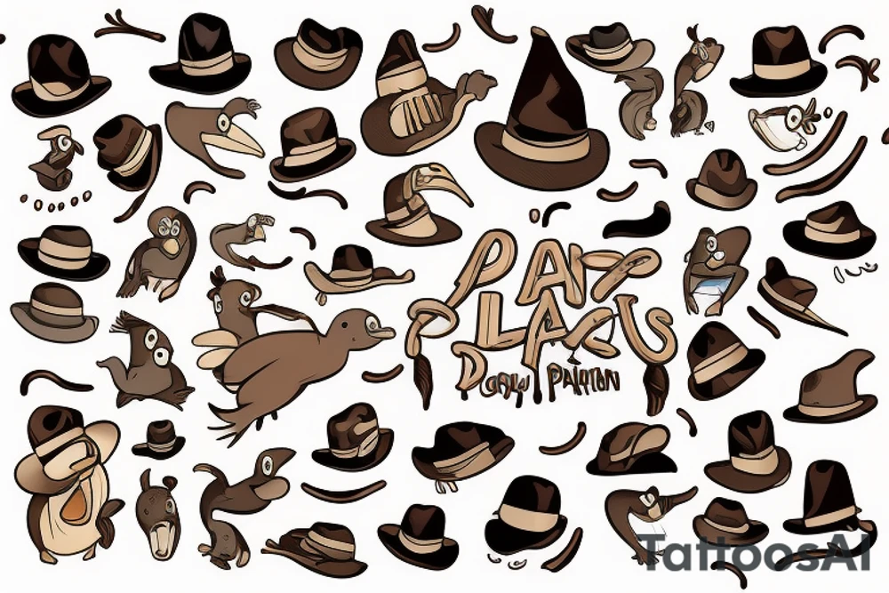 Platypus with Brown hat tattoo idea